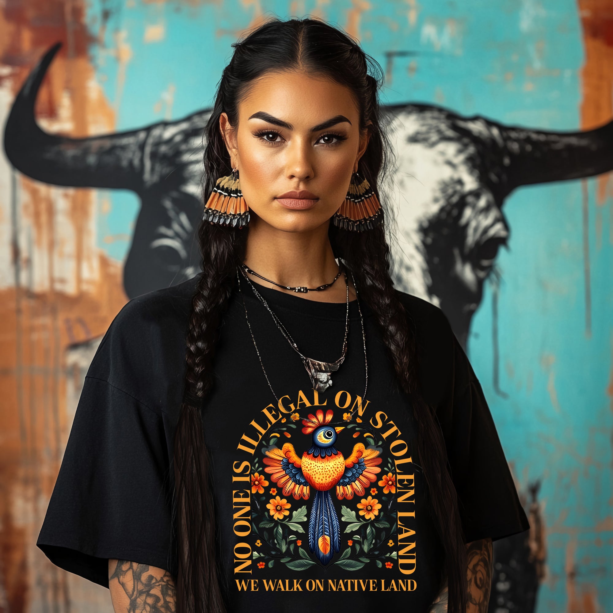 NO ONE IS ILLEGAL ON STOLEN LAND. WE WALK ON NATIVE LAND