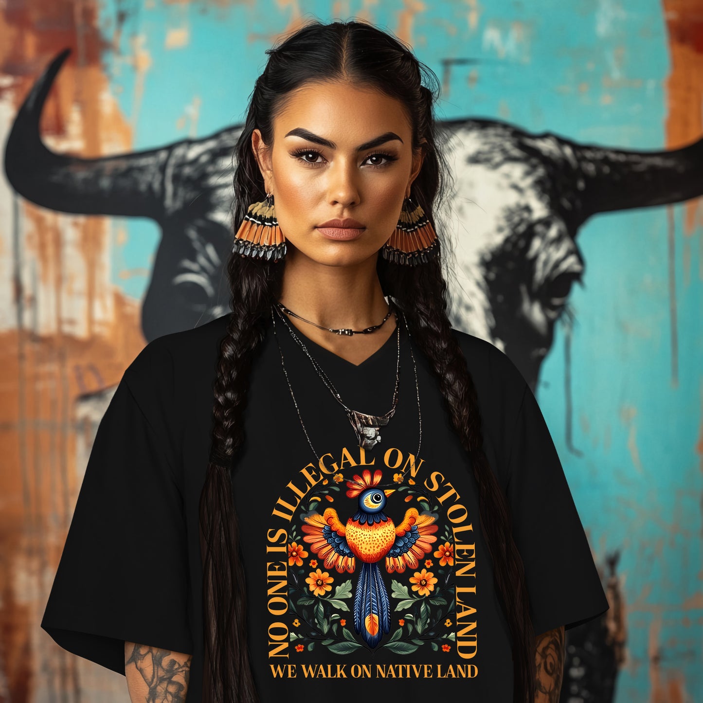 NO ONE IS ILLEGAL ON STOLEN LAND. WE WALK ON NATIVE LAND