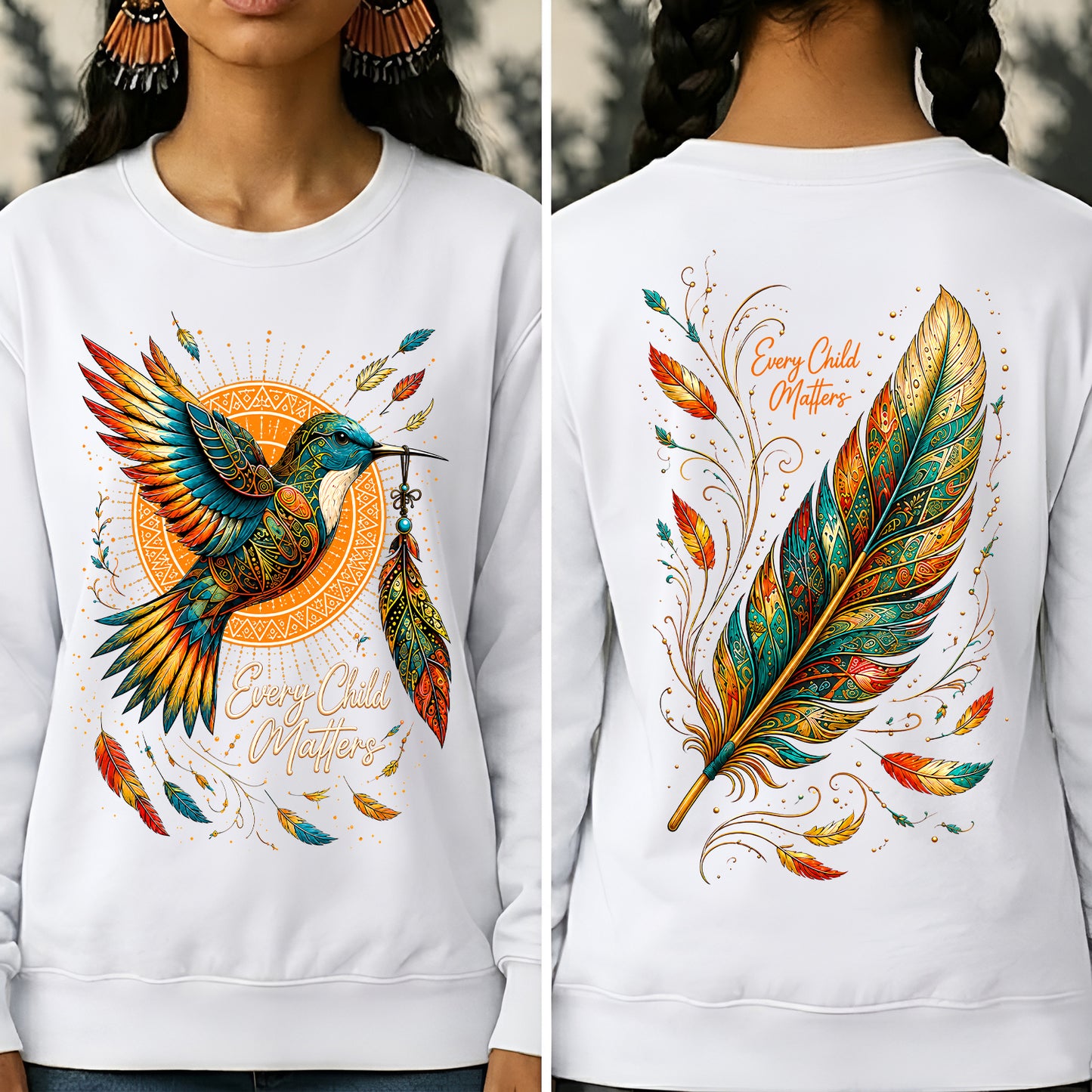 Hummingbird Remembrance Orange Shirt - Two Sides