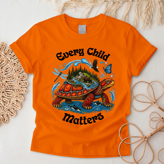 Turtle Carrying the Wild Orange Shirt
