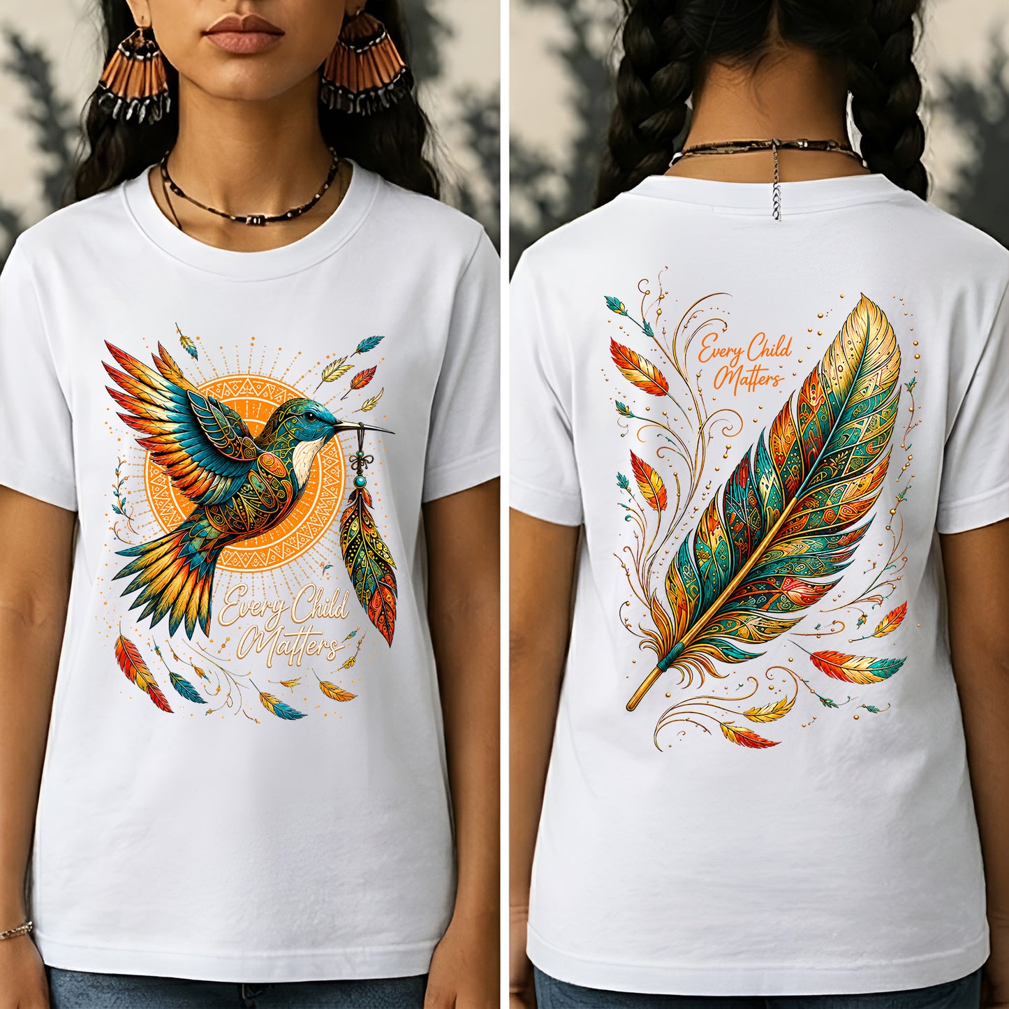 Hummingbird Remembrance Orange Shirt - Two Sides