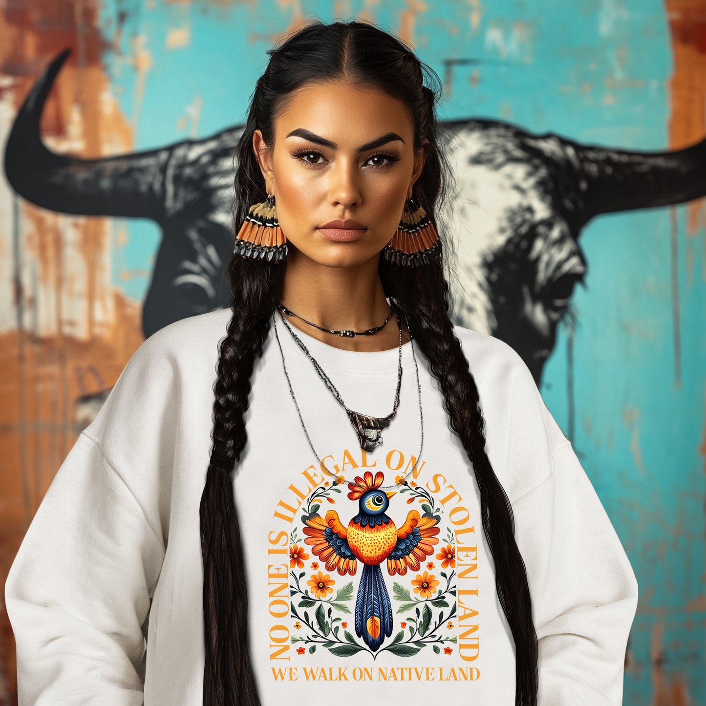 NO ONE IS ILLEGAL ON STOLEN LAND. WE WALK ON NATIVE LAND