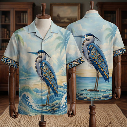 Native Heron Haida Pattern Hawaiian Shirt for Adults & Kids