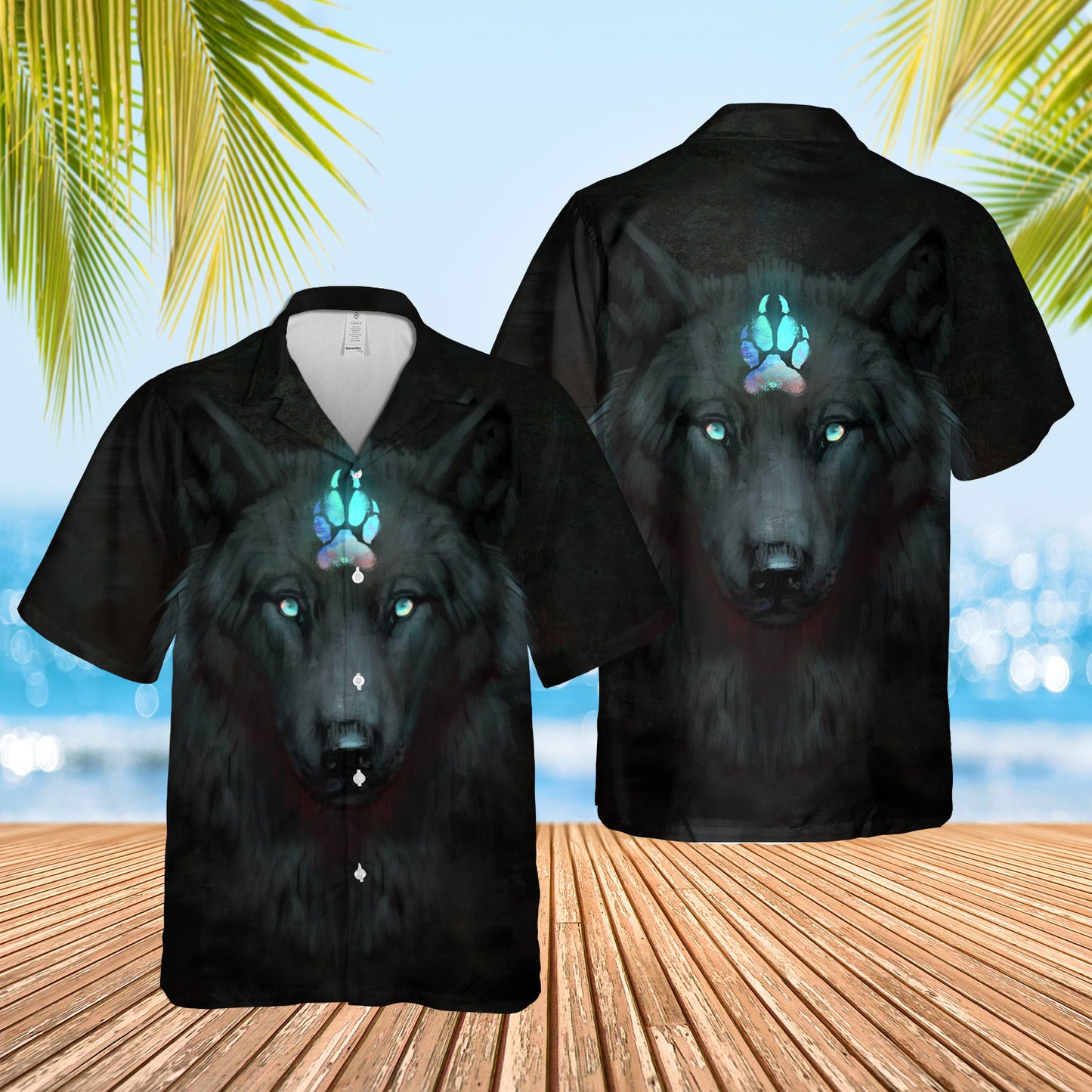 Black Wolf Blue Claw Hawaiian Shirt NBD