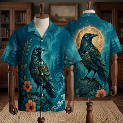 Native Raven Haida Pattern Hawaiian Shirt for Adults & Kids