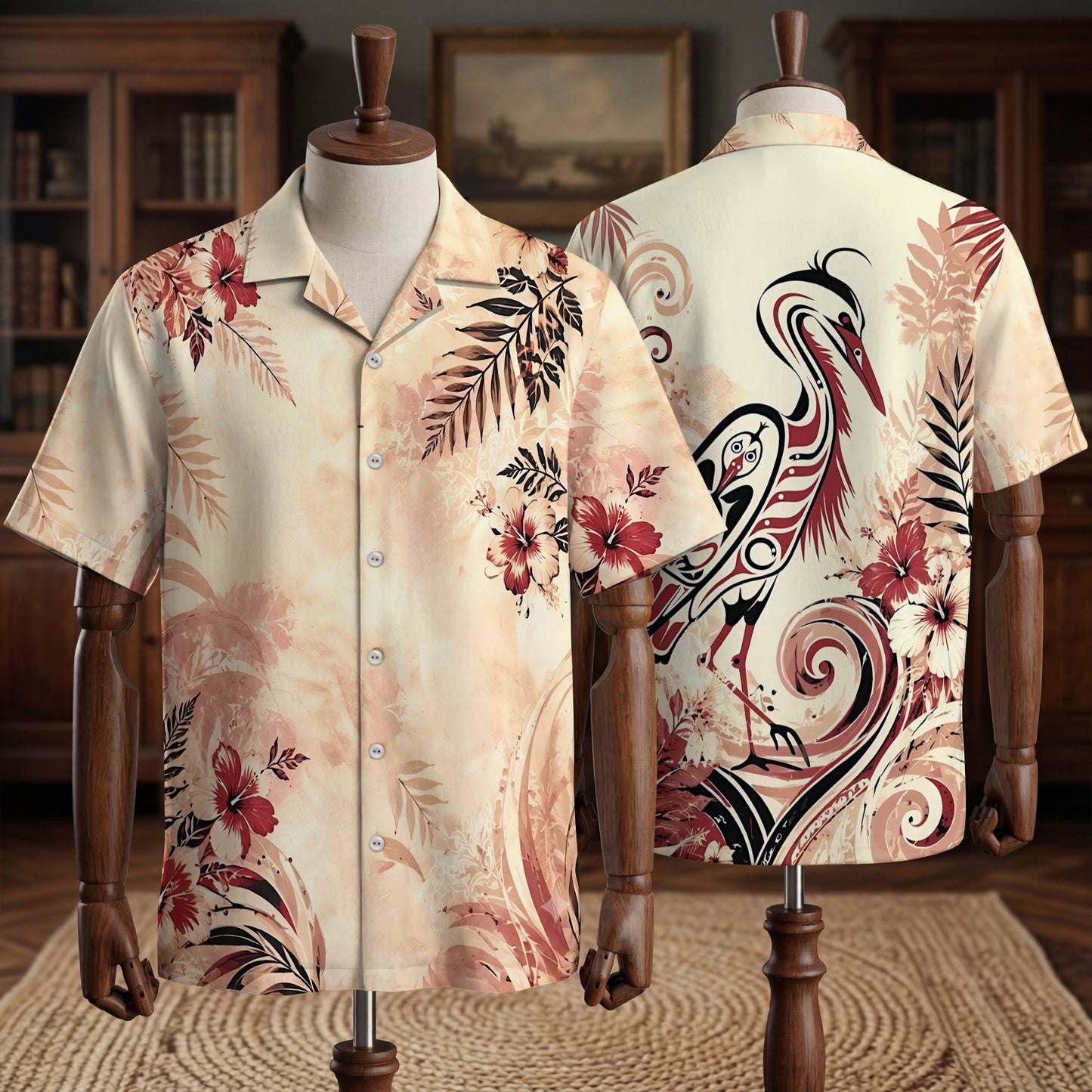 Native Heron Haida Pattern Hawaiian Shirt for Adults & Kids