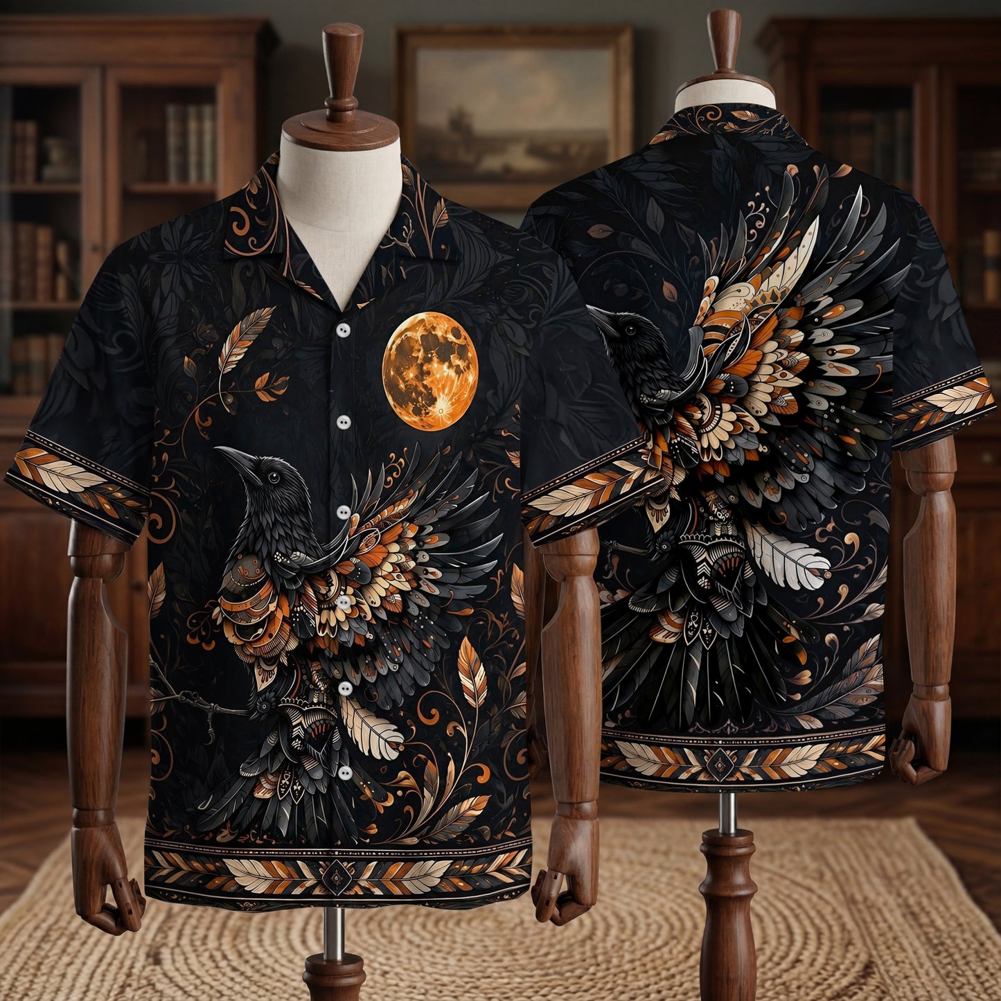 Native Bird Haida Pattern Hawaiian Shirt for Adults & Kids