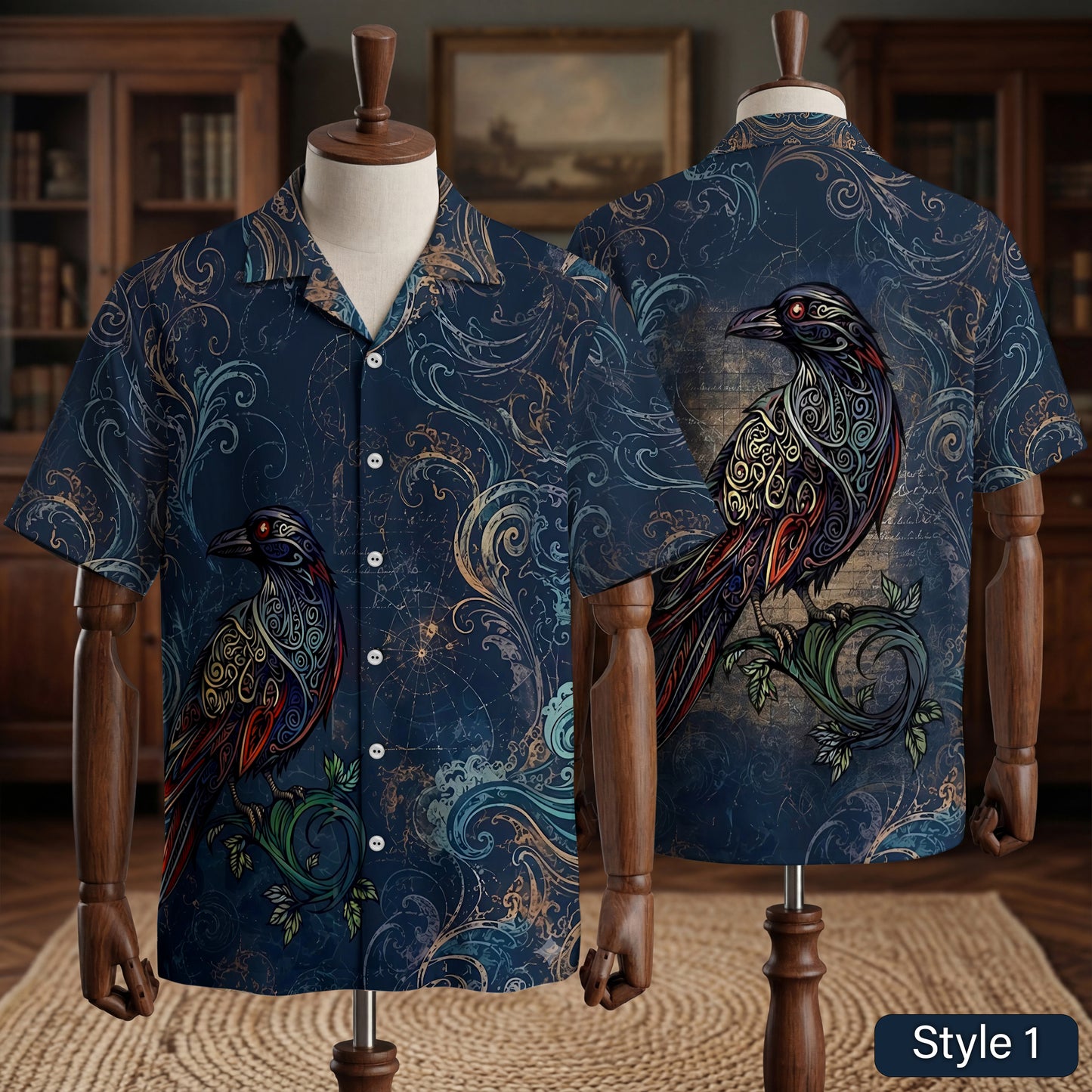 Native Raven Haida Pattern Hawaiian Shirt for Adults & Kids