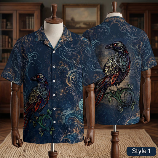 Native Raven Haida Pattern Hawaiian Shirt for Adults & Kids