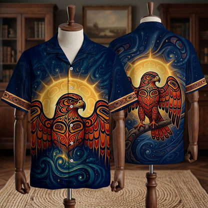 Native Eagle Haida Pattern Hawaiian Shirt for Adults & Kids