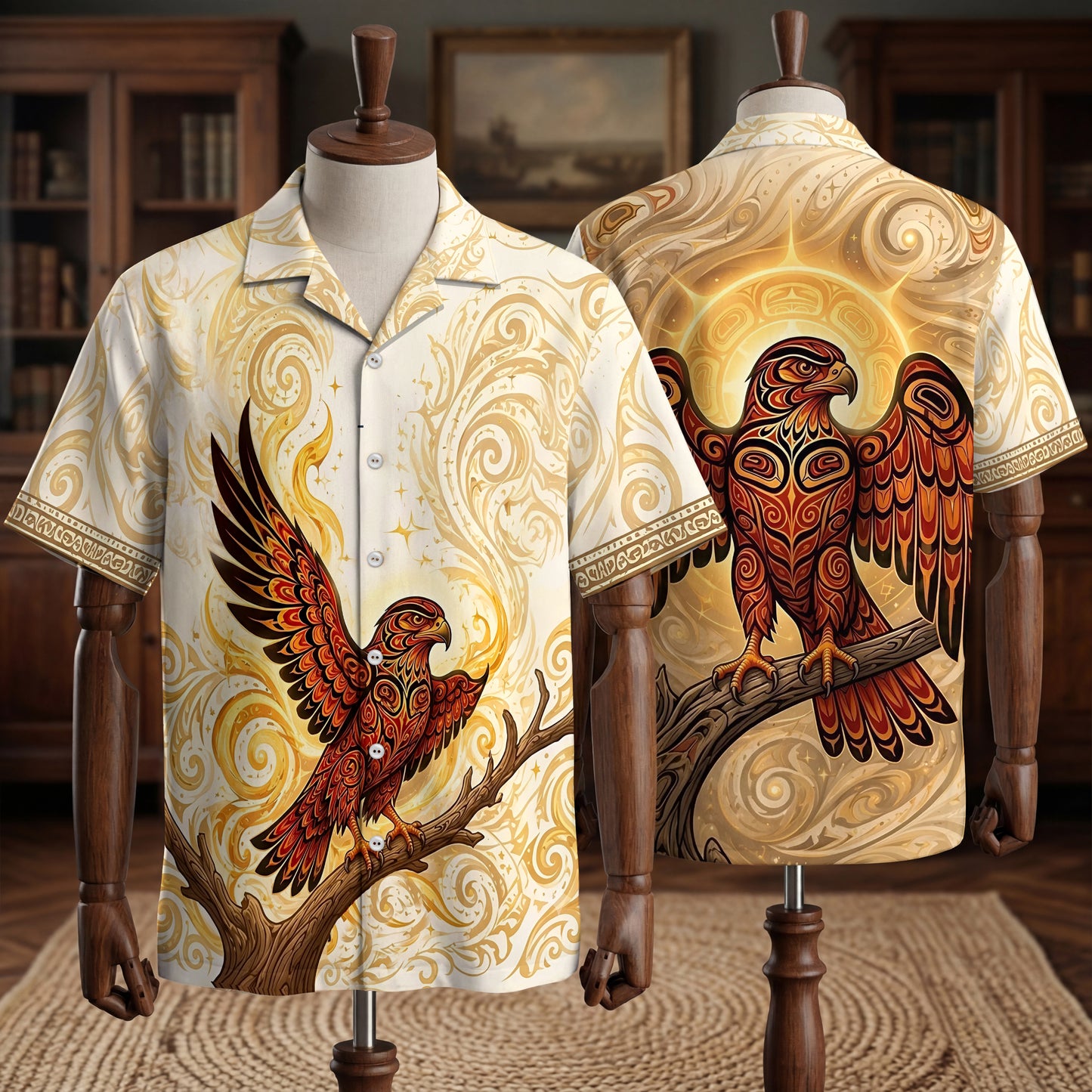 Native Eagle Haida Pattern Hawaiian Shirt for Adults & Kids