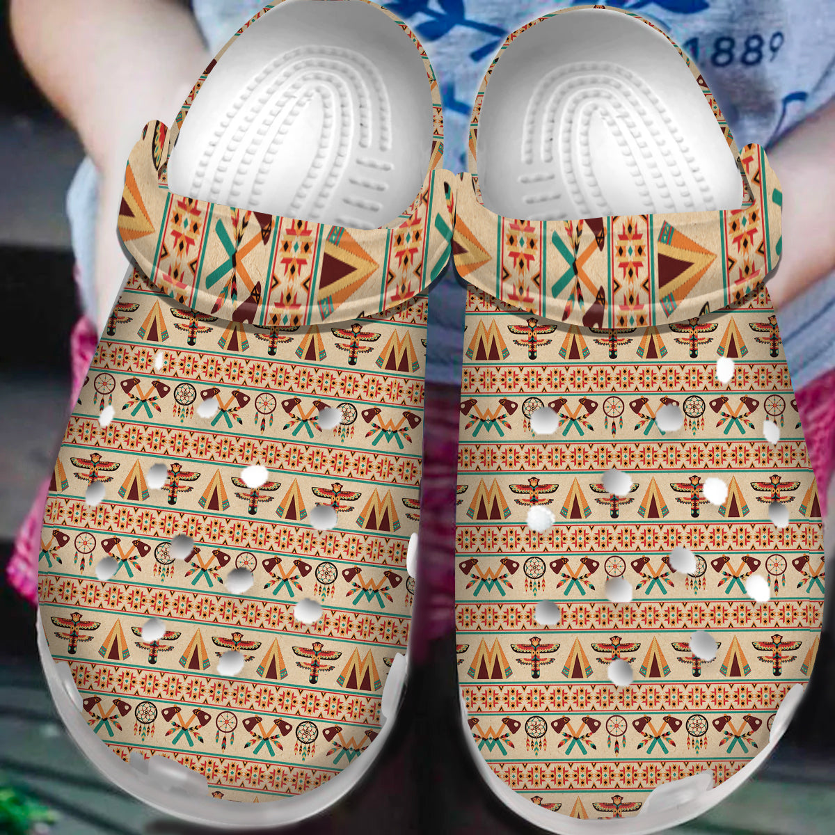 Native Pattern Clog Shoes For Adult and Kid 89134 New