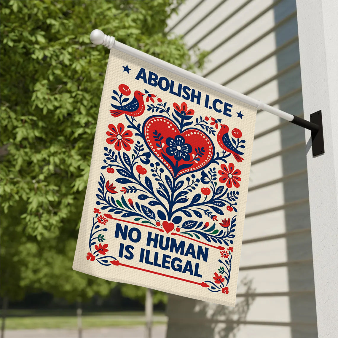 No One Is Illegal Garden Flag