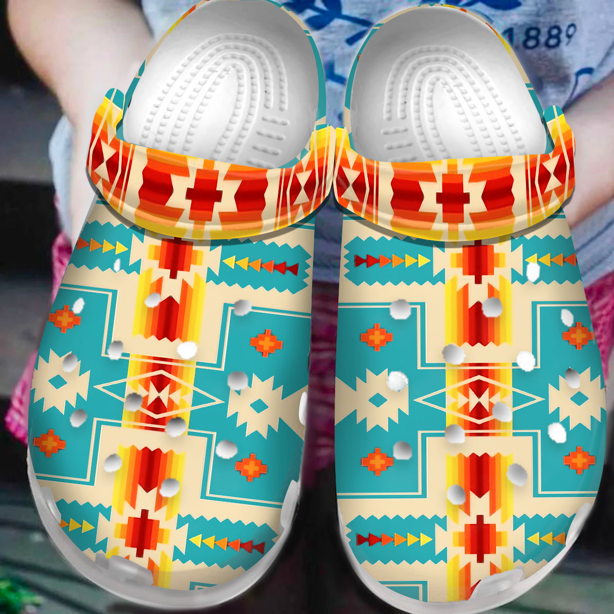 Native Pattern Clog Shoes For Adult and Kid 89172 New