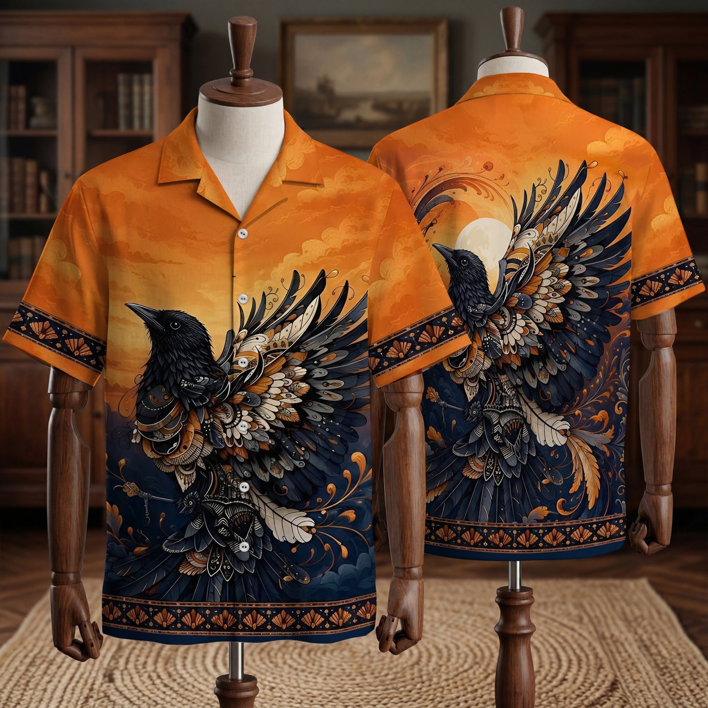 Native Bird Haida Pattern Hawaiian Shirt for Adults & Kids