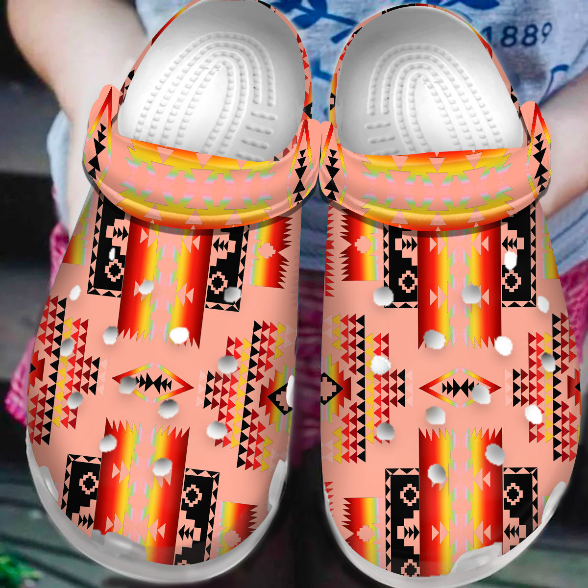 Native Pattern Clog Shoes For Adult and Kid 89174 New