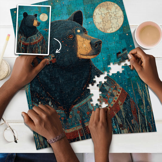 Bear & Humming – Wooden Jigsaw Puzzle (300 / 500 / 1000 Pieces)