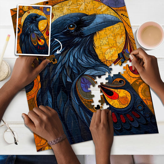 Raven - Keeper of Secrets in the Shadows – Wooden Jigsaw Puzzle (300 / 500 / 1000 Pieces)