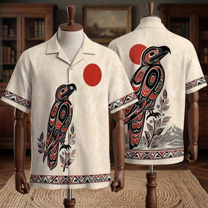 Native Raven Haida Pattern Hawaiian Shirt for Adults & Kids