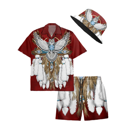 Native Owl Pattern Hawaiian Shirt New - 86058