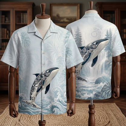 Native Orca Haida Pattern Hawaiian Shirt for Adults & Kids