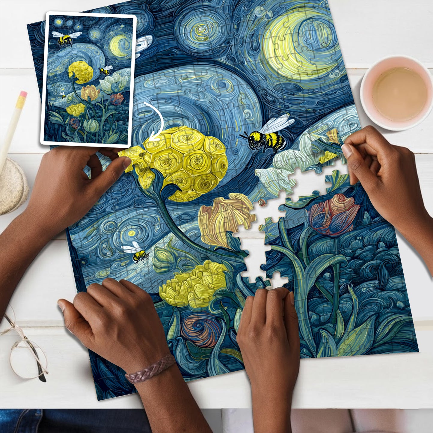 Bee - The Little Workers of the Golden Field – Wooden Jigsaw Puzzle (300 / 500 / 1000 Pieces)