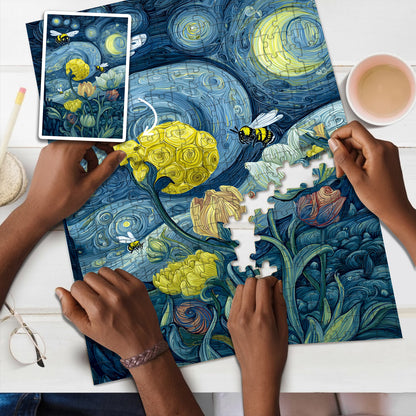 Bee - The Little Workers of the Golden Field – Wooden Jigsaw Puzzle (300 / 500 / 1000 Pieces)