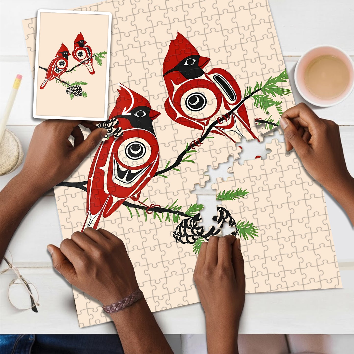 Cardinals – Wooden Jigsaw Puzzle (300 / 500 / 1000 Pieces)