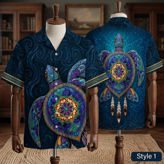 Native Turtle Pattern Hawaiian Shirt for Adults & Kids