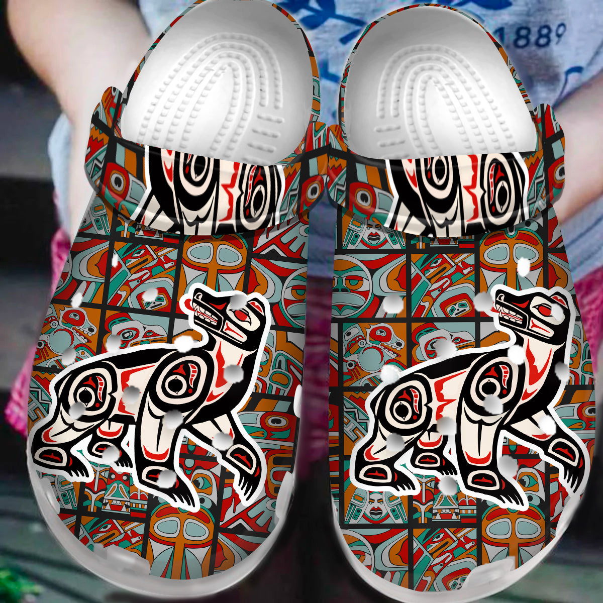 Native Pattern Clog Shoes For Adult and Kid 89122 New