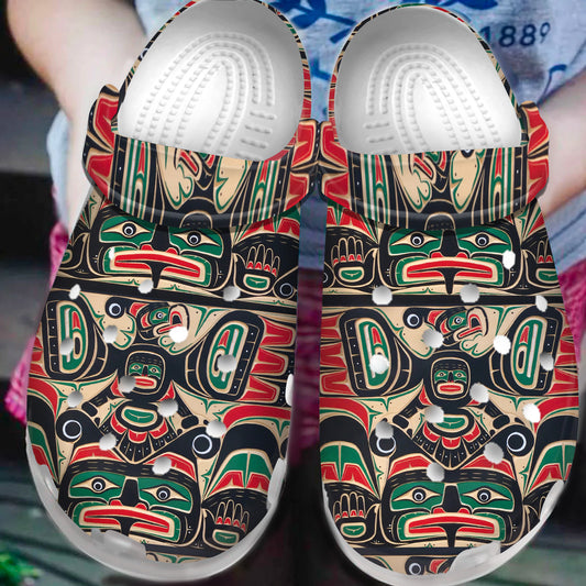Native Pattern Clog Shoes For Adult and Kid 89109 New