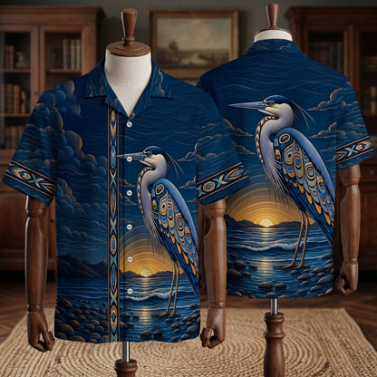 Native Heron Haida Pattern Hawaiian Shirt for Adults & Kids
