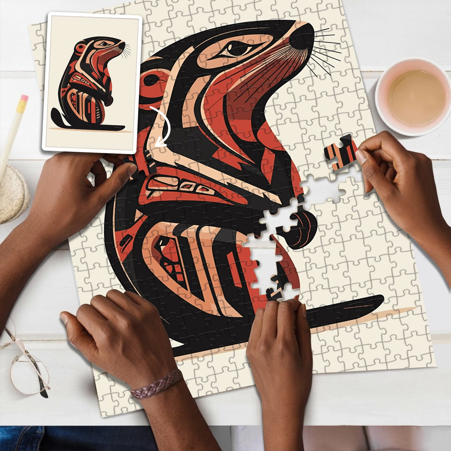 Otter - The One Who Listens Beneath the Water – Wooden Jigsaw Puzzle (300 / 500 / 1000 Pieces)