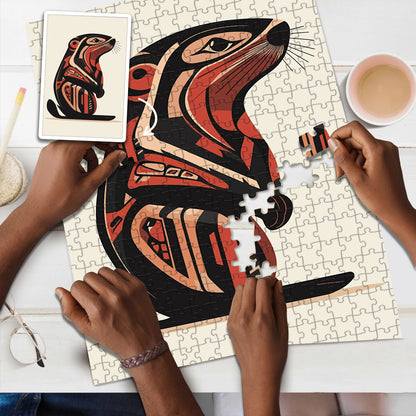 Otter - The One Who Listens Beneath the Water – Wooden Jigsaw Puzzle (300 / 500 / 1000 Pieces)