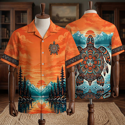Native Turtle Haida Pattern Hawaiian Shirt for Adults & Kids