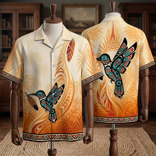 Native Hummingbird Haida Pattern Hawaiian Shirt for Adults & Kids