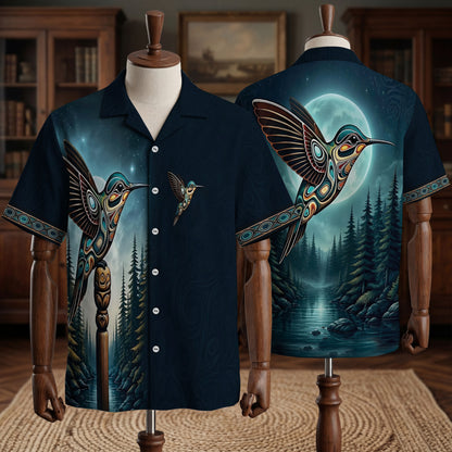 Native Hummingbird Haida Pattern Hawaiian Shirt for Adults & Kids