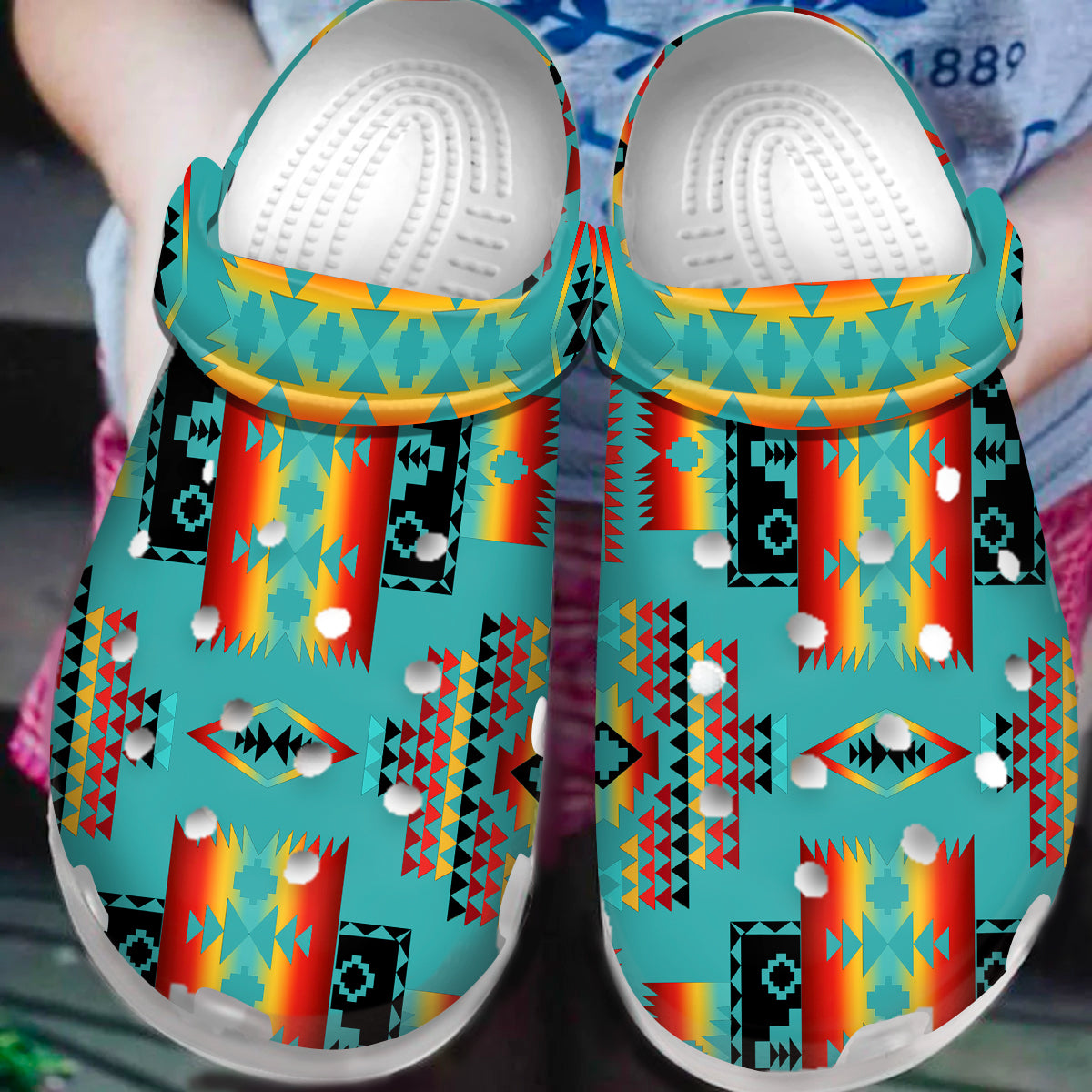 Native Pattern Clog Shoes For Adult and Kid 89173 New