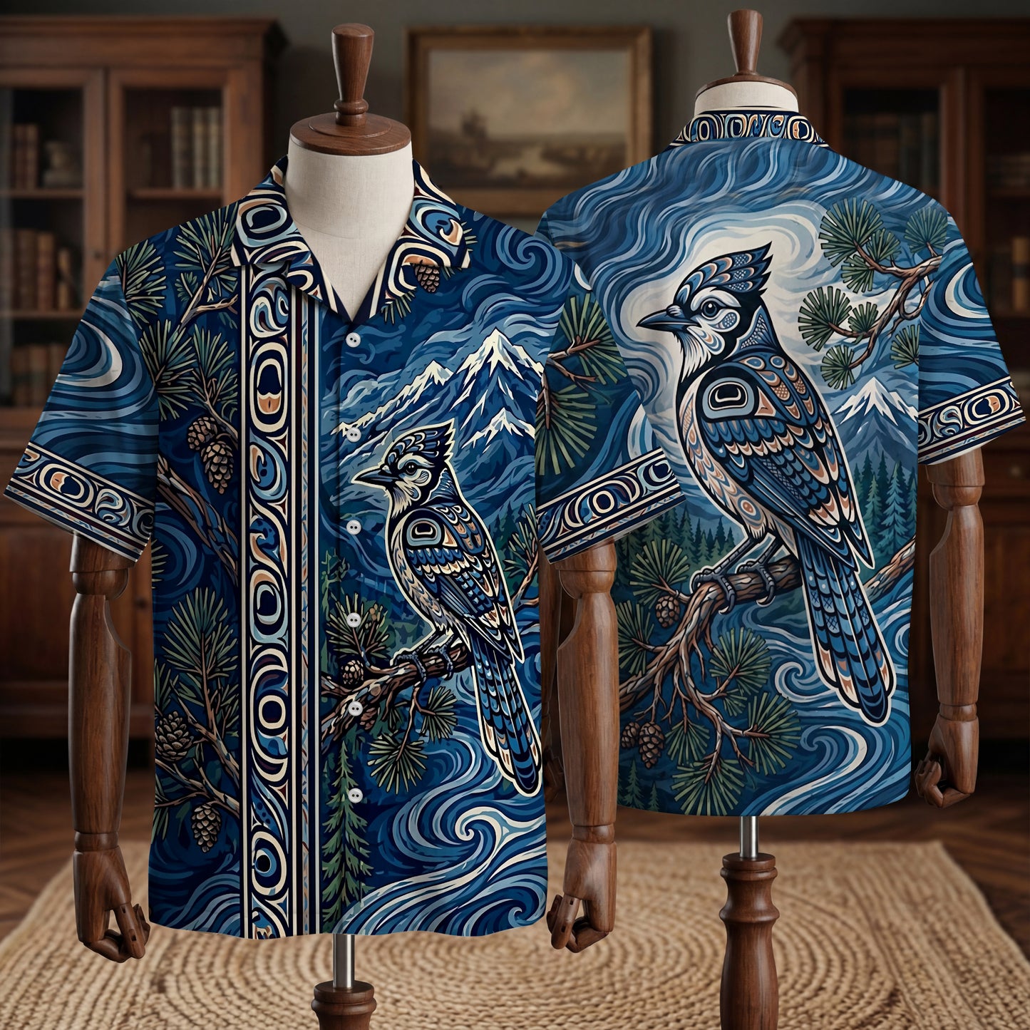Native Bird Haida Pattern Hawaiian Shirt for Adults & Kids