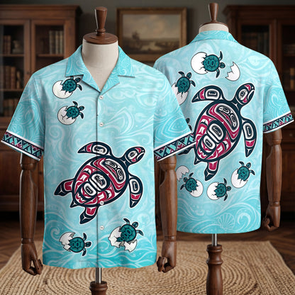 Native Turtle Haida Pattern Hawaiian Shirt for Adults & Kids