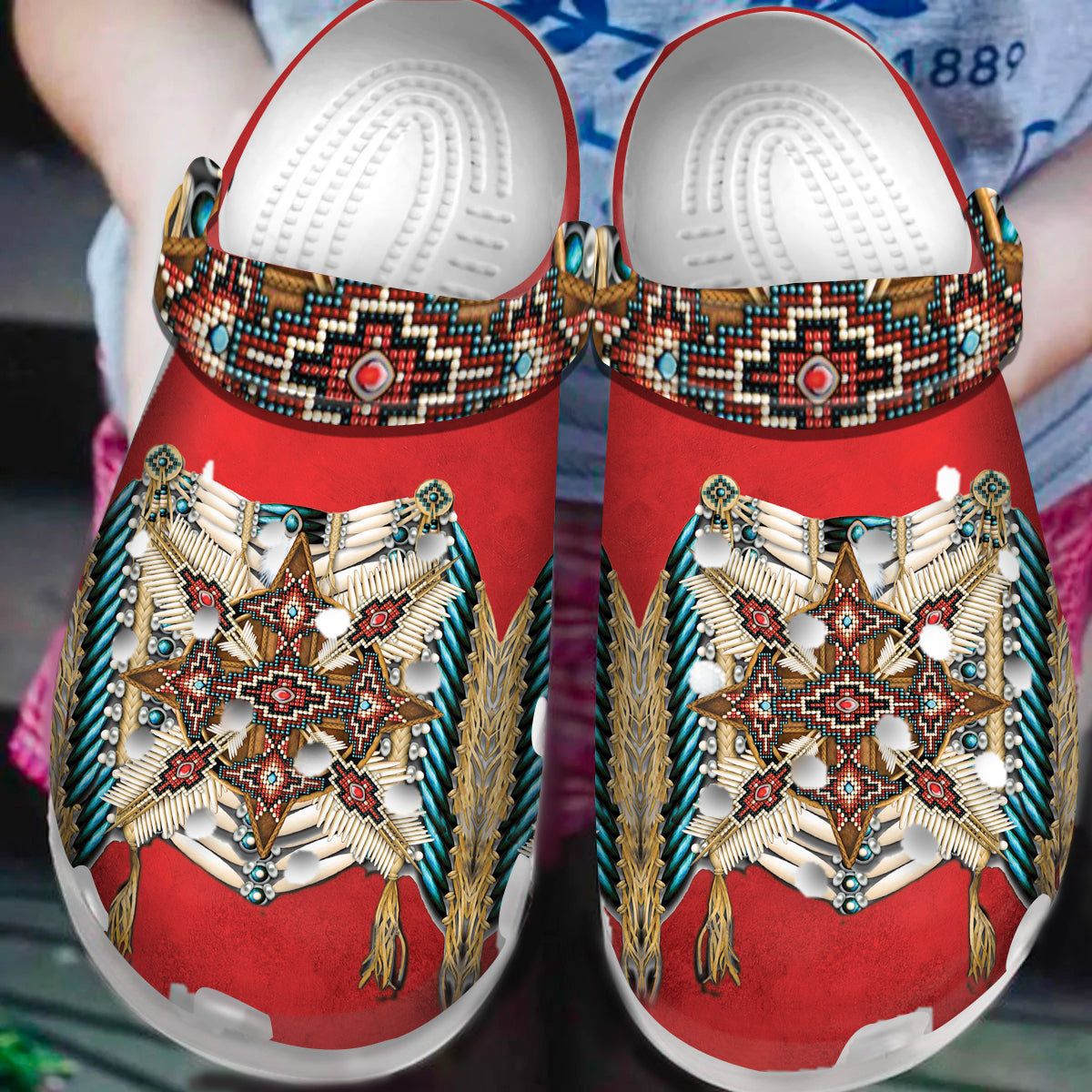 Native Pattern Clog Shoes For Adult and Kid 89160 New