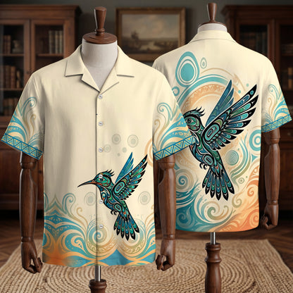 Native Hummingbird Haida Pattern Hawaiian Shirt for Adults & Kids