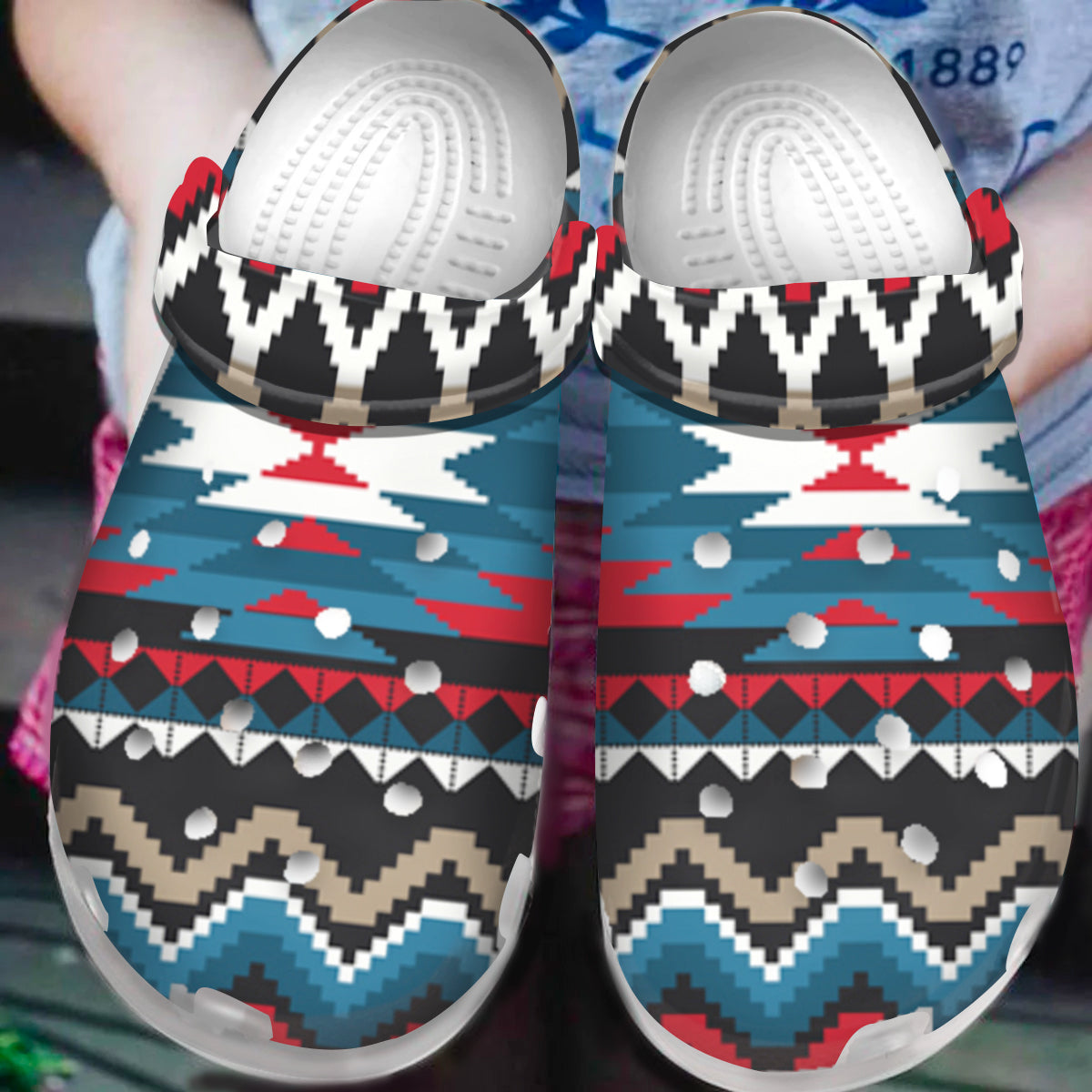 Native Pattern Clog Shoes For Adult and Kid 89170 New