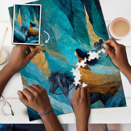 The Lone Rider – Wooden Jigsaw Puzzle (300 / 500 / 1000 Pieces)