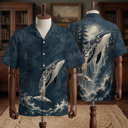 Native Orca Haida Pattern Hawaiian Shirt for Adults & Kids