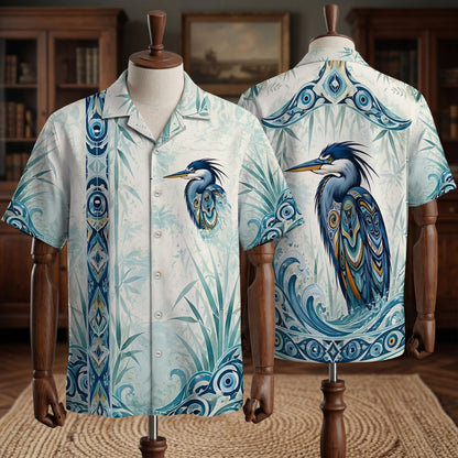 Native Heron Haida Pattern Hawaiian Shirt for Adults & Kids