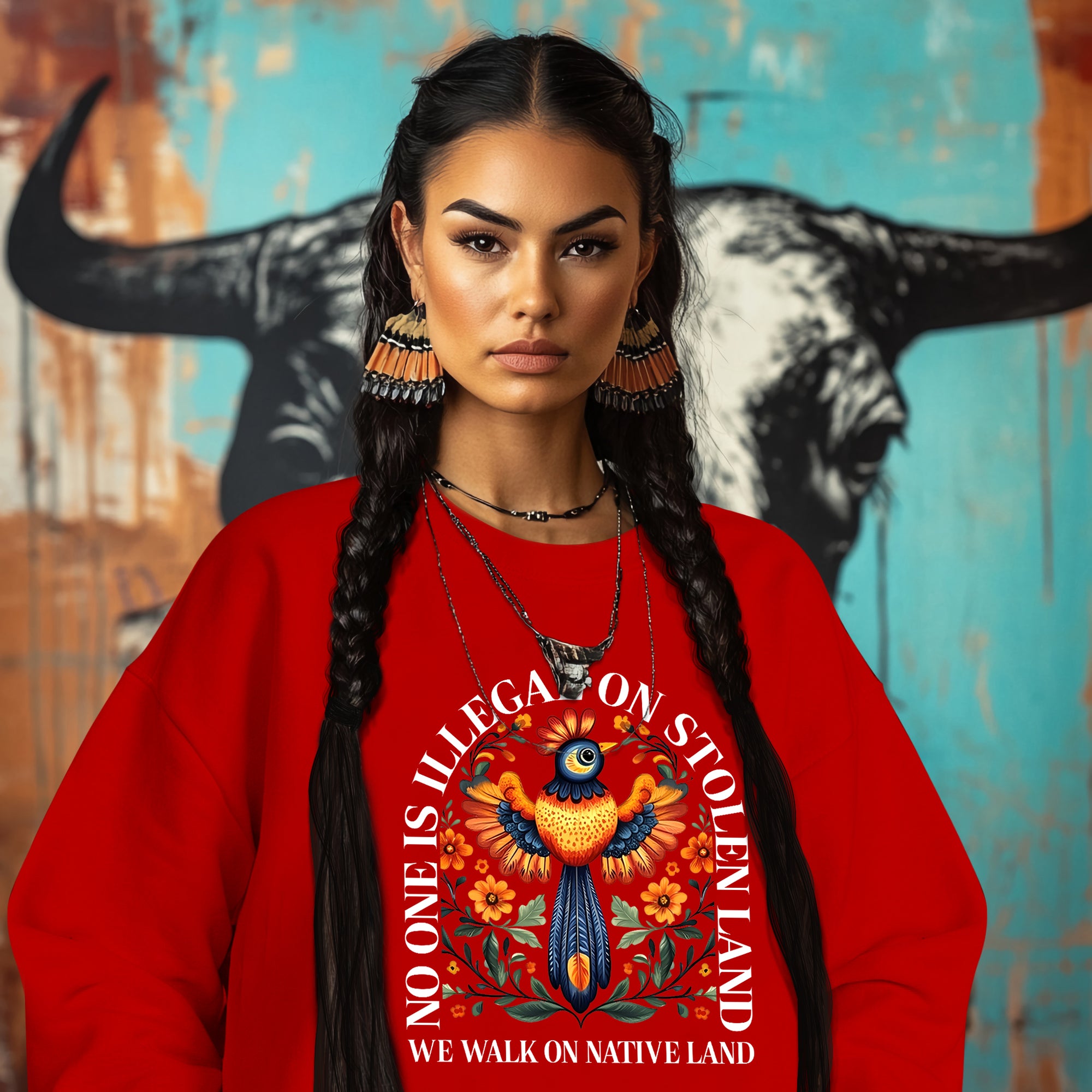 NO ONE IS ILLEGAL ON STOLEN LAND. WE WALK ON NATIVE LAND
