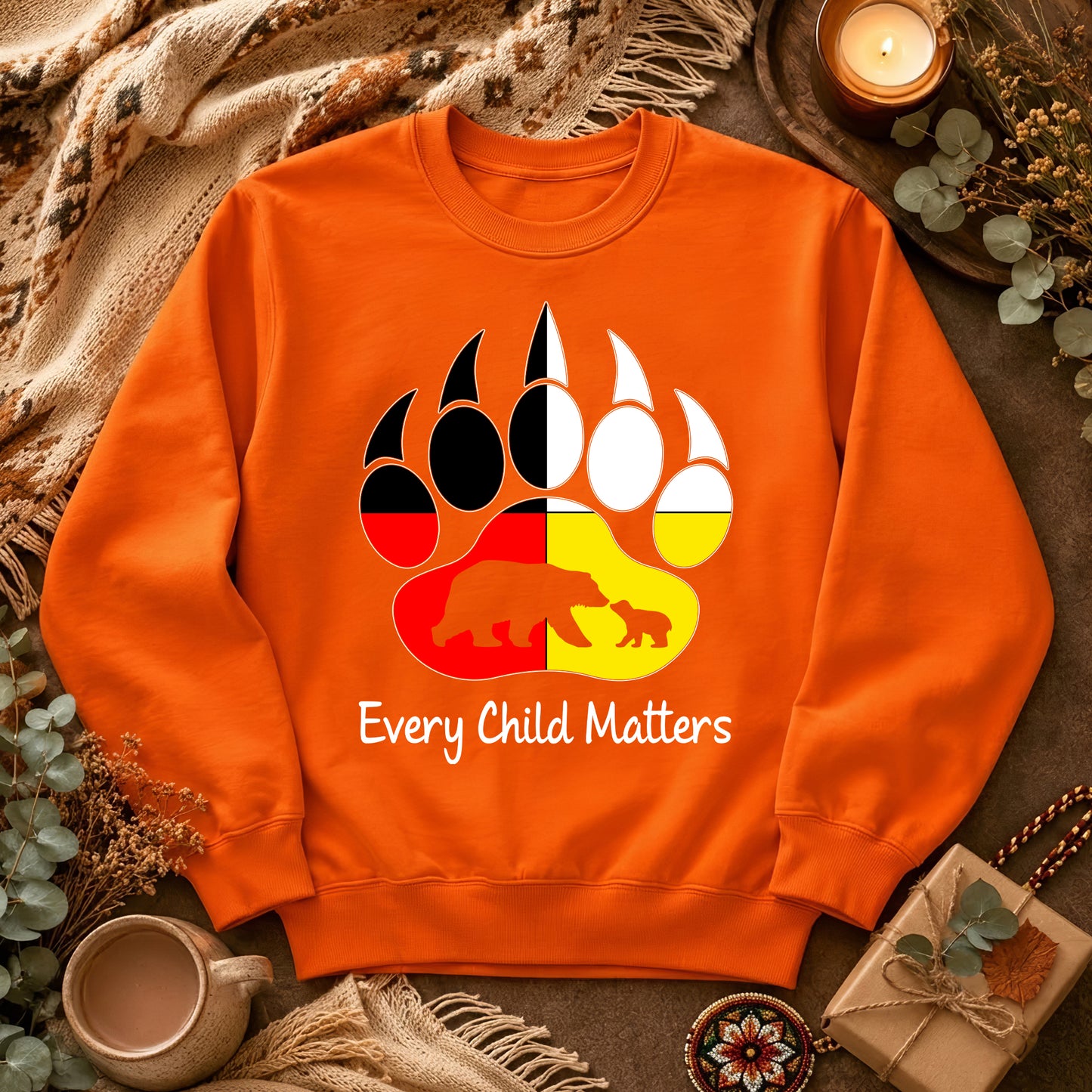 Bear Paw Spirit – Strength & Protection Orange Shirt