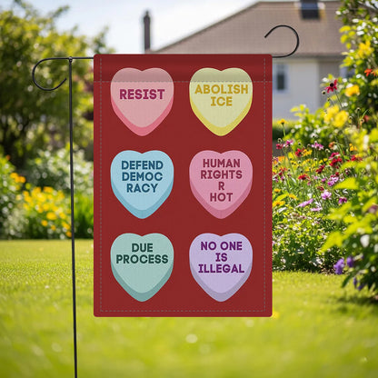Abolish ICE Candy Hearts Yard Flag