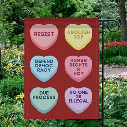Abolish ICE Candy Hearts Yard Flag